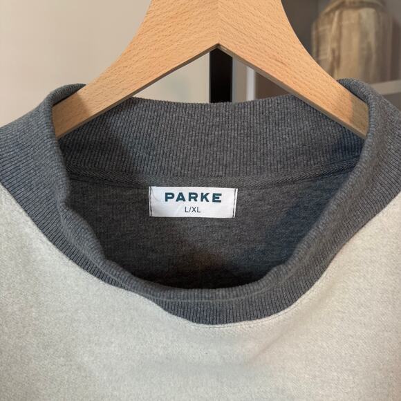 PARKE Inside Out Mockneck NEW Two Tone Gray Fleece Sweatshirt Pullover Large XL - Picture 5 of 7